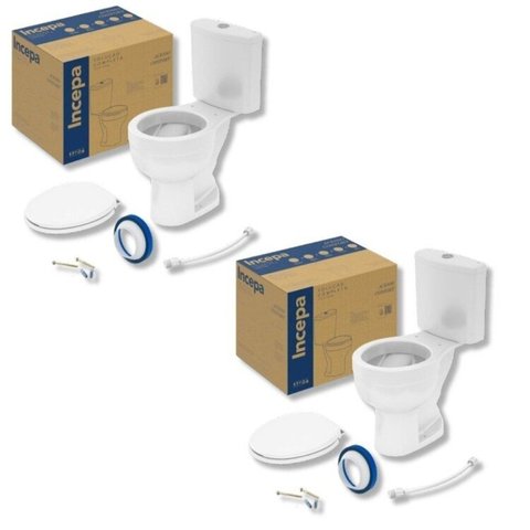 Kit 2 Vaso Sanitário com Caixa Acoplada e Assento Soft Close Acesso Confort Incepa Branco