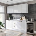 Ver imagem 1 de Cozinha Pérola com Rodapé 4 Peças Aéreos com 5 Portas, Balcão 2 Gavetas 3 Portas e Balcão 2 Portas Yescasa Branco