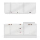 Ver imagem 3 de Cozinha Pérola com Rodapé 4 Peças Aéreos com 5 Portas, Balcão 2 Gavetas 3 Portas e Balcão 2 Portas Yescasa Branco