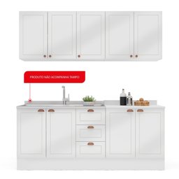 Cozinha Pérola com Rodapé 4 Peças Aéreos com 5 Portas, Balcão 2 Gavetas 3 Portas e Balcão 2 Portas Y - 4