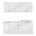 Ver imagem 3 de Cozinha Pérola com Rodapé 4 Peças Aéreos com 5 Portas, Balcão 2 Gavetas 3 Portas e Balcão 2 Portas Y