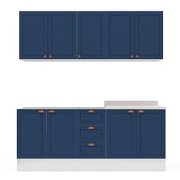 Cozinha Pérola com Rodapé 4 Peças Aéreos com 5 Portas, Balcão 2 Gavetas 3 Portas e Balcão 2 Portas Y - 3