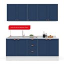 Ver imagem 4 de Cozinha Pérola com Rodapé 4 Peças Aéreos com 5 Portas, Balcão 2 Gavetas 3 Portas e Balcão 2 Portas Yescasa Azul/Branco