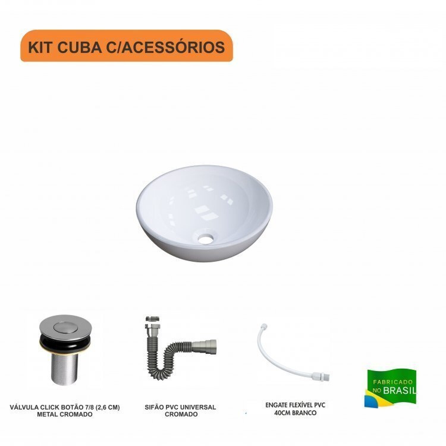 Kit 2 Cubas R35 com Válvula Click 1 Polegada B e Sifão e Flexível Compace - 5