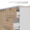 Ver imagem 7 de Cozinha Pérola com Rodapé 4 Peças Aéreos com 5 Portas, Balcão 2 Gavetas 3 Portas e Balcão 2 Portas Yescasa Marrom/Branco/Carvalho