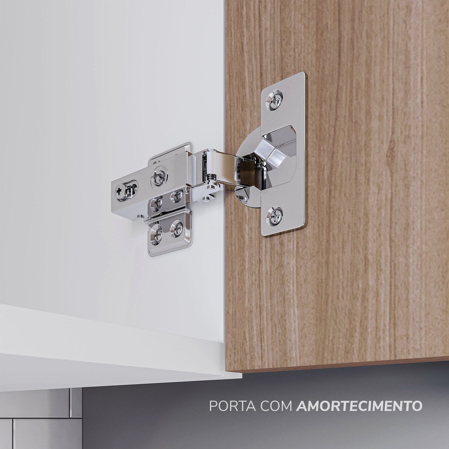 Cozinha Pérola com Rodapé 4 Peças Aéreos com 5 Portas, Balcão 2 Gavetas 3 Portas e Balcão 2 Portas Y - 8