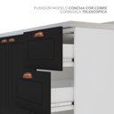 Ver mais imagens de Cozinha Pérola com Rodapé 4 Peças Aéreos com 5 Portas, Balcão 2 Gavetas 3 Portas e Balcão 2 Portas Yescasa Preto/Branco