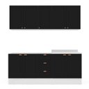 Ver imagem 3 de Cozinha Pérola com Rodapé 4 Peças Aéreos com 5 Portas, Balcão 2 Gavetas 3 Portas e Balcão 2 Portas Yescasa Preto/Branco