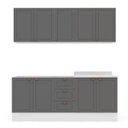 Ver imagem 3 de Cozinha Pérola com Rodapé 4 Peças Aéreos com 5 Portas, Balcões Yescasa Cinza/Branco