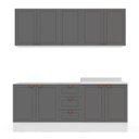 Ver imagem 3 de Cozinha Pérola com Rodapé 4 Peças Aéreos com 5 Portas, Balcão 2 Gavetas 3 Portas e Balcão 2 Portas Y