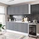 Ver imagem 1 de Cozinha Pérola com Rodapé 4 Peças Aéreos com 5 Portas, Balcões Yescasa Cinza/Branco