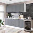 Ver imagem 2 de Cozinha Pérola com Rodapé 4 Peças Aéreos com 5 Portas, Balcão 2 Gavetas 3 Portas e Balcão 2 Portas Y