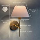 Ver imagem 3 de Kit 2 Luminárias de Parede Arandela Clássica Alumínio Interruptor com Cúpula Tecido Algodão Ref 16