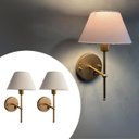 Ver imagem 5 de Kit 2 Luminárias de Parede Arandela Clássica Alumínio Interruptor com Cúpula Tecido Algodão Ref 16