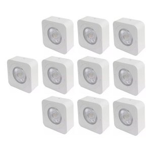 Kit 10 Spot Led Quadrado Fixo Sobrepor 5w 3 Opções de Luz - Branco Branco Neutro - 127/220v