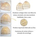 Ver imagem 2 de 3 Pendente em Fibra Natural Rattan Vime Sala de Estar Nat17