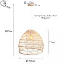Ver imagem 7 de 3 Pendente em Fibra Natural Rattan Vime Sala de Estar Nat17