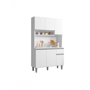 Kit Cozinha Compacta 105cm com 6 Portas 1 Gaveta Branco