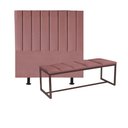 Ver imagem 1 de Kit Cabeceira Carla e Calçadeira Industrial 160cm Queen Size Box Ferro Marrom Suede Rose - Amey Deco