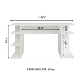 Mesa para Computador Gamer Escrivaninha 9409 Madesa - Branco - 4