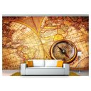 Ver imagem 1 de Papel de Parede Mapa Mundi Antigo Bússola Nmu17