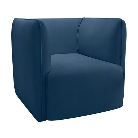 Poltrona Laguna Veludo Azul Marinho Pés Plástico Preto - D’Rossi