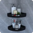 Ver imagem 3 de Kit 2 Suportes Porta Shampoo P/ Banheiro De Canto Inox Preto