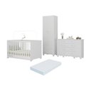 Ver imagem 2 de Quarto de Bebê Completo com Berço Americano 3 em 1 e Colchão Incluso Flor Multimóveis MP4944