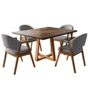 Ver imagem 2 de Conjunto de Jantar Isabela com Helen 4 Lugares Tampo MDF Freijó Cadeiras Cinza Linho 120cm Ideal