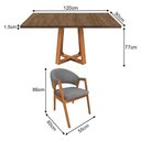 Ver imagem 4 de Conjunto de Jantar Isabela com Helen 4 Lugares Tampo MDF Freijó Cadeiras Cinza Linho 120cm Ideal