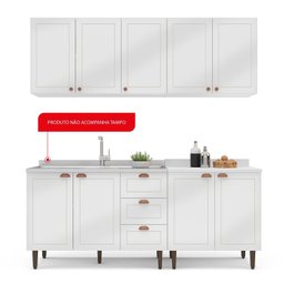 Cozinha Pérola com Rodapé 4 Peças Aéreos com 5 Portas, Balcão 2 Gavetas 3 Portas e Balcão 2 Portas Y - 5