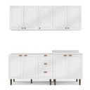 Ver imagem 3 de Cozinha Pérola com Rodapé 4 Peças Aéreos com 5 Portas, Balcão 2 Gavetas 3 Portas e Balcão 2 Portas Y