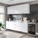 Ver imagem 2 de Cozinha Pérola com Rodapé 4 Peças Aéreos com 5 Portas, Balcão 2 Gavetas 3 Portas e Balcão 2 Portas Y