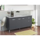 Ver imagem 2 de Balcão Gabinete para Pia Gabriela sem Tampo 150cm 4 Portas 1 Gaveta Cinza Fosco