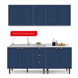 Cozinha Pérola com Rodapé 4 Peças Aéreos com 5 Portas, Balcão 2 Gavetas 3 Portas e Balcão 2 Portas Y - 5