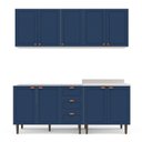 Ver imagem 3 de Cozinha Pérola 4 Peças Aéreos com 5 Portas, Balcão 2 Gavetas 3 Portas e Balcão 2 Portas Yescasa Azul/Branco