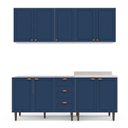 Ver imagem 3 de Cozinha Pérola com Rodapé 4 Peças Aéreos com 5 Portas, Balcão 2 Gavetas 3 Portas e Balcão 2 Portas Y