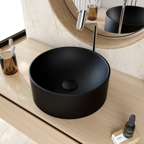 Kit 3 Cubas de Apoio Redonda BL34 34x34cm Lapimat Preto/Matte Fosca Compace