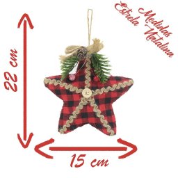 Kit 18 Enfeite Árvore Natal Pendente Natalino Estrela 15cm - 2