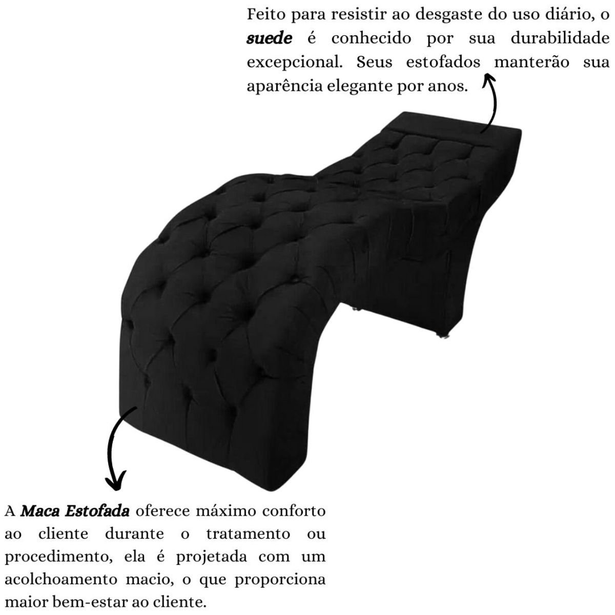 Maca Estofada Estética Cílios Salão Spa Suede Vivian:preto - 5