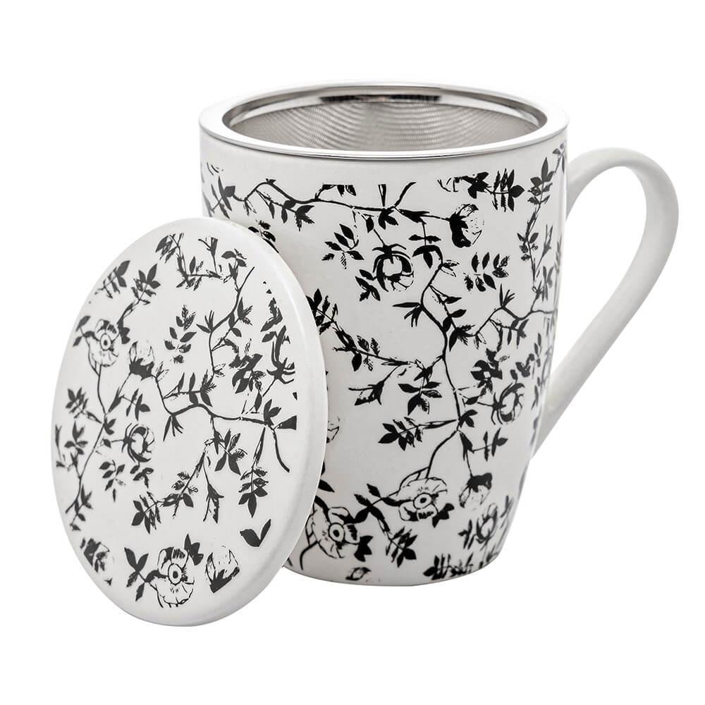 Caneca Porcelana Filtro Tampa 310ml Lyor