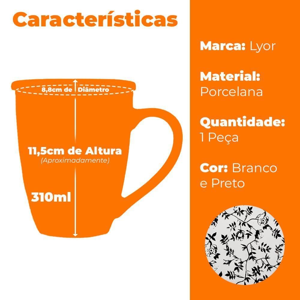 Caneca Porcelana Filtro Tampa 310ml Lyor - 7