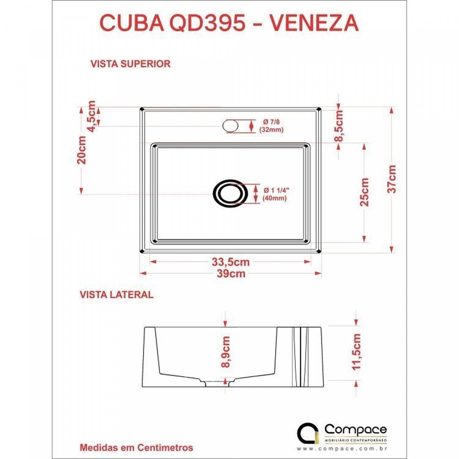 Kit 3 Cubas Q395 Válvula Click 1 1/2 Polegada Sifão Flexível Pvc Compace - 7
