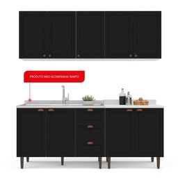 Cozinha Pérola com Rodapé 4 Peças Aéreos com 5 Portas, Balcão 2 Gavetas 3 Portas e Balcão 2 Portas Y - 5