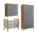 Ver imagem 4 de Conjunto Cômoda e Roupeiro Jujuba Berço Alvin Nature Cinza Infantil Quarto Completo Moderno