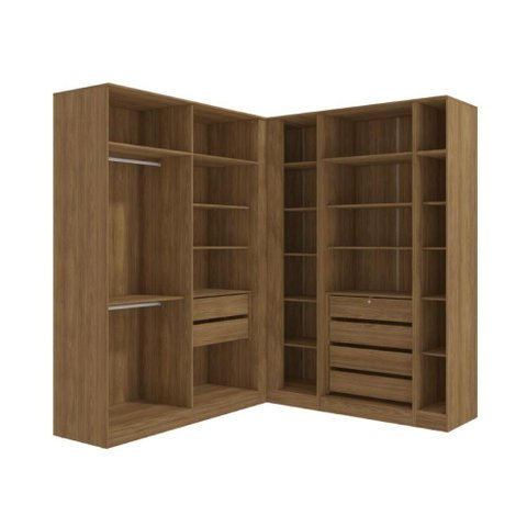 Conjunto Closet em Kappesberg Adapt Nogueira 5 Peças 222cm X 205cm