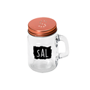 Ver imagem 2 de Kit 2 Potes Porta Mantimentos Sal e Pimenta Vidro e Inox Rose Gold