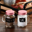 Ver imagem 1 de Kit 2 Potes Porta Mantimentos Sal e Pimenta Vidro e Inox Rose Gold