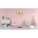 Ver imagem 2 de Lustre Estilo Tocheiro 5 Braços Dourado com Cúpula Marfim