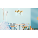 Ver imagem 3 de Lustre Estilo Tocheiro 5 Braços Dourado com Cúpula Marfim